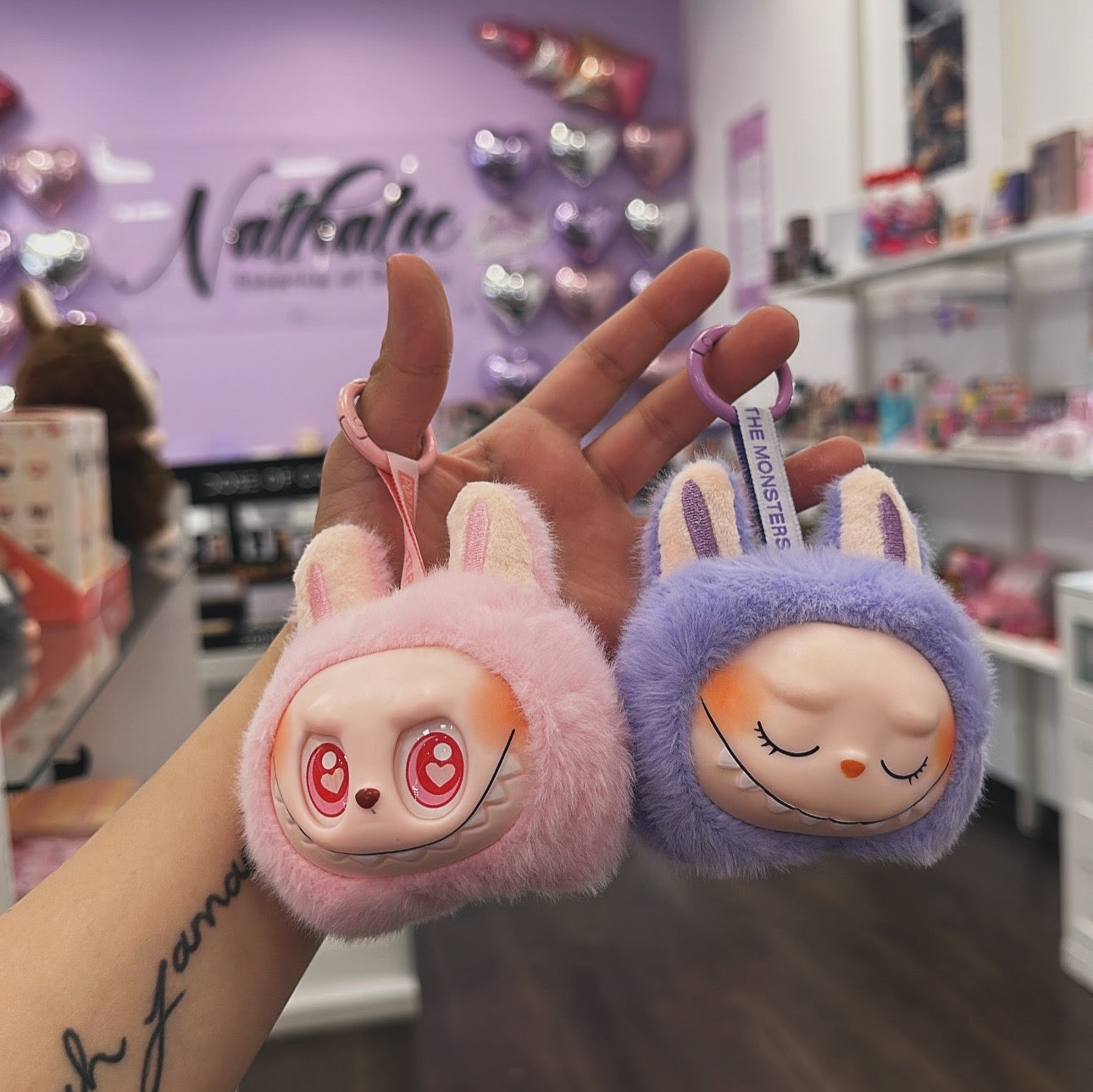 Plush singing labubu keychain