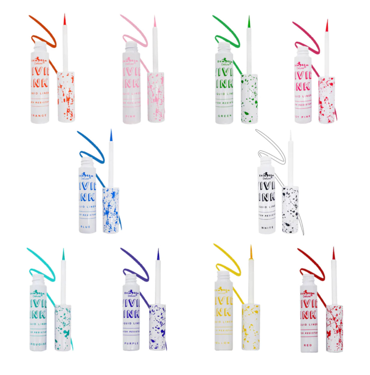 ITALIA DELUXE “Vivid Ink Liquid Eyeliner 10 Color Set”